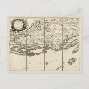 Map of Dalmatia, Croatia Coast & Islands (1780) Postcard