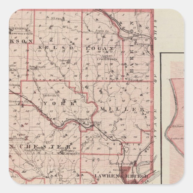 Map of Dearborn County with Greendale Square Sticker (Front)