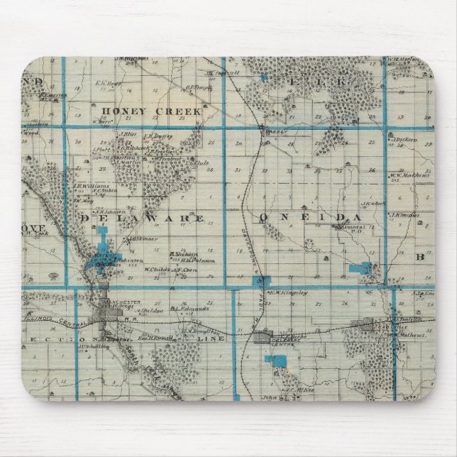 Map of Delaware County, State of Iowa Mouse Pad (Front)