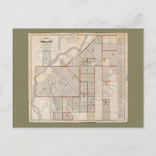 Map of Denver, Colorado (1871) Postcard