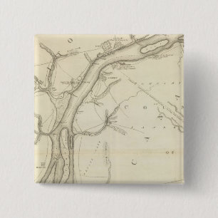 Map of Detroit River 2 Inch Square Button