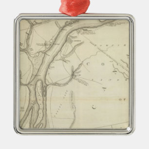Map of Detroit River Metal Ornament