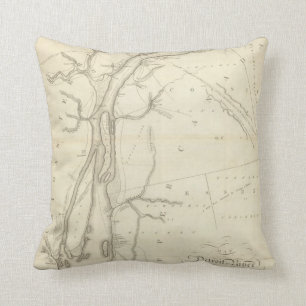 Map of Detroit River Throw Pillow