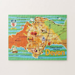 Map of Devon England 11x14 Jigsaw Puzzle