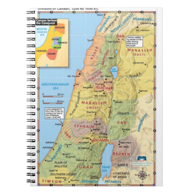 Map of Division of Canaan Twelve Tribal Lands Notebook (Front)