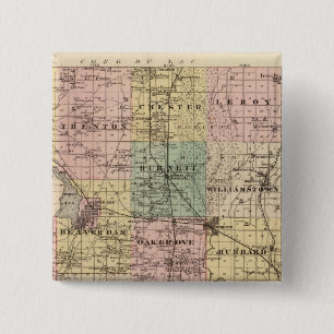 Map of Dodge County, State of Wisconsin 2 Inch Square Button