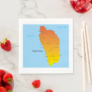 Map Of Dominica Napkin