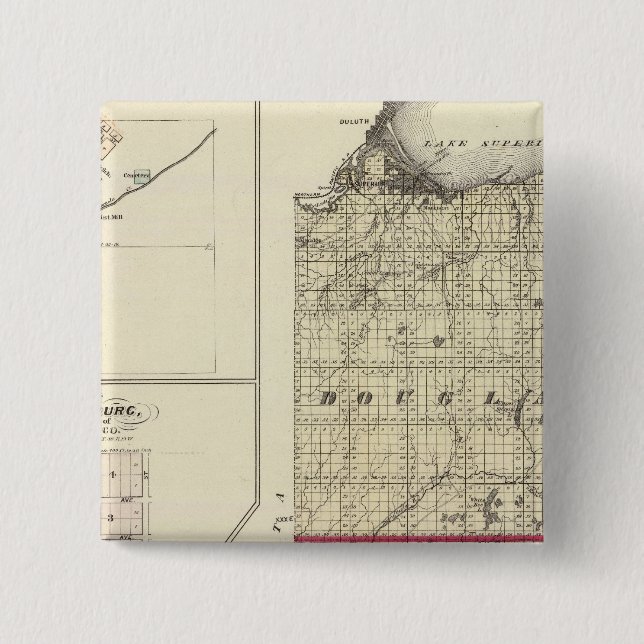Map of Douglas and Burnett counties 2 Inch Square Button (Front)