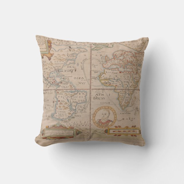 Map of Drake's Circumnavigation of the Globe Throw Pillow (Front)