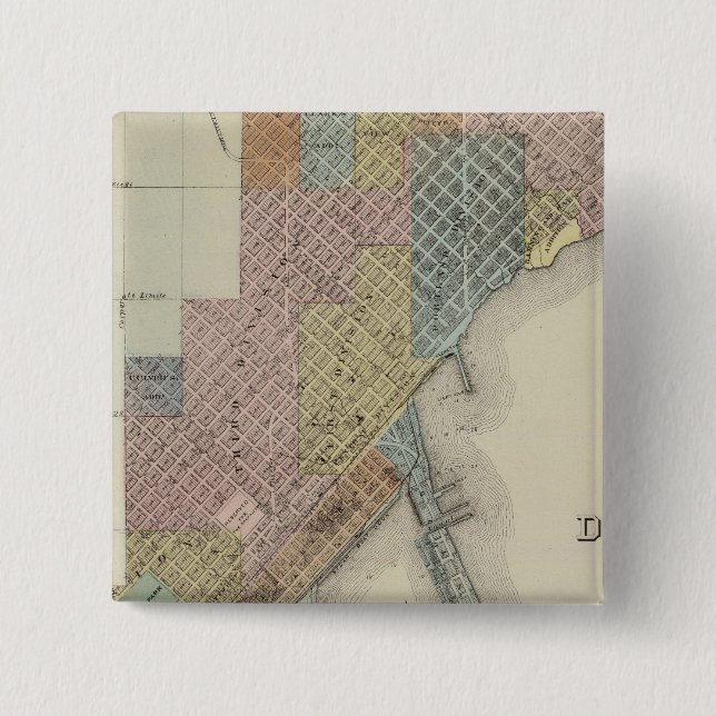 Map of Duluth, St. Louis County, Minnesota 2 Inch Square Button (Front)