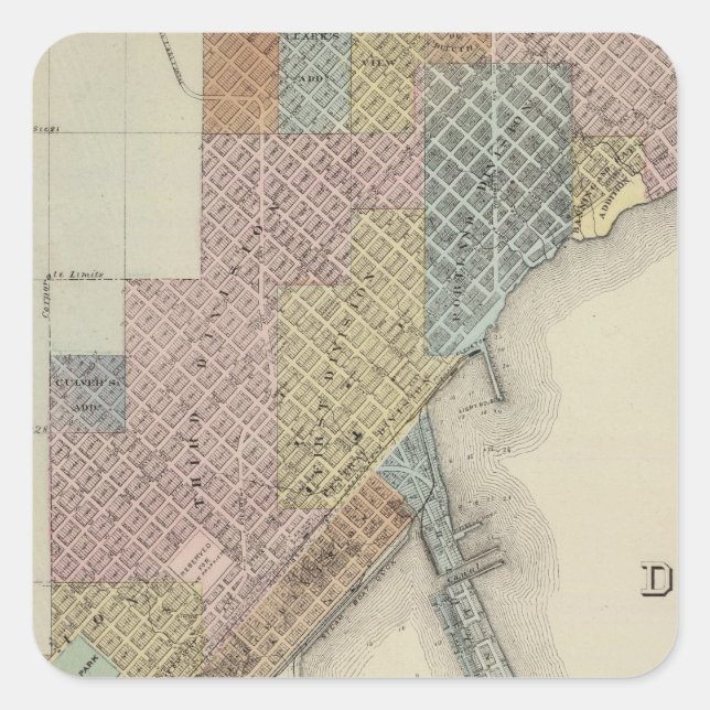 Map of Duluth, St. Louis County, Minnesota Square Sticker (Front)