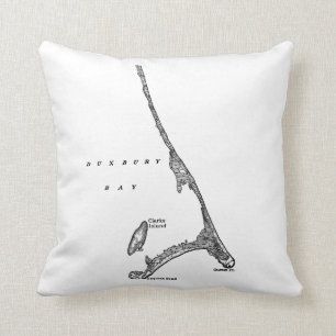 Map of Duxbury Beach Saquish Massachusetts Throw Pillow