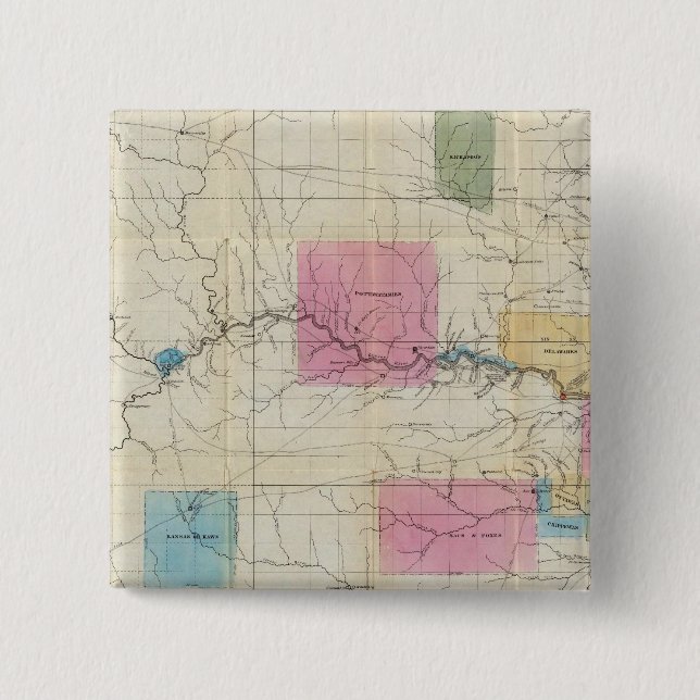 Map of Eastern Kansas 2 Inch Square Button (Front)