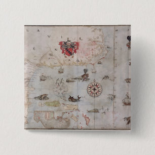 Map of Eastern North America 2 Inch Square Button