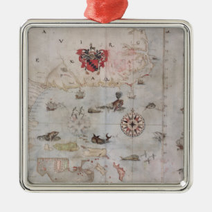 Map of Eastern North America Metal Ornament