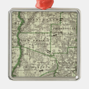 Map of Edwards & Wabash counties and Albion Metal Ornament