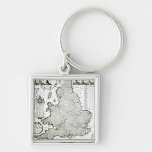 Map of England and Wales, 1644 Keychain
