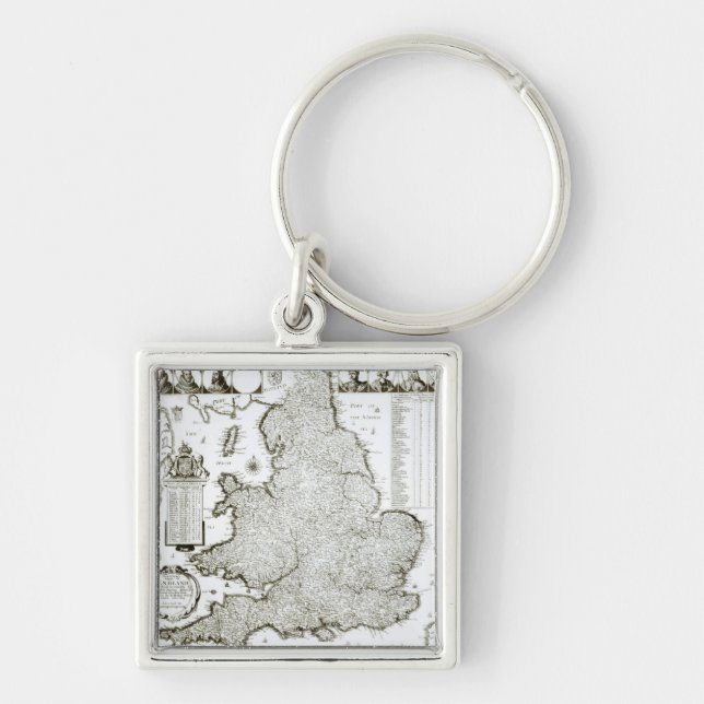 Map of England and Wales, 1644 Keychain (Front)