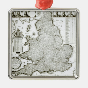 Map of England and Wales, 1644 Metal Ornament