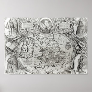Map of England during the reign of Poster
