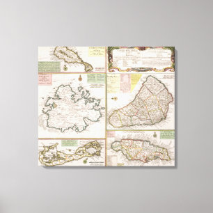 Map of English Colonies in the Caribbean, pub. by Canvas Print