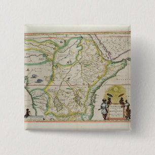 Map of Ethiopia showing five African states 2 Inch Square Button