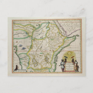 Map of Ethiopia showing five African states Postcard