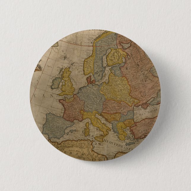 Map of Europe | 1700 2 Inch Round Button (Front)