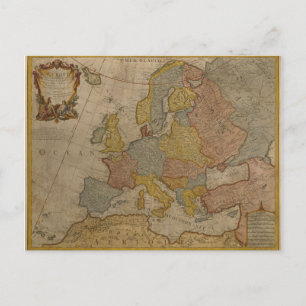 Map of Europe   1700 Postcard