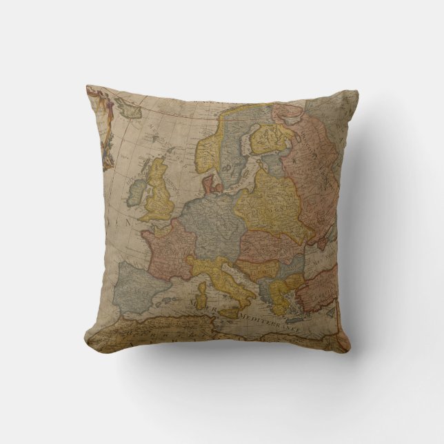 Map of Europe | 1700 Throw Pillow (Front)