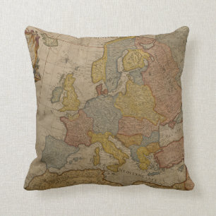 Map of Europe   1700 Throw Pillow