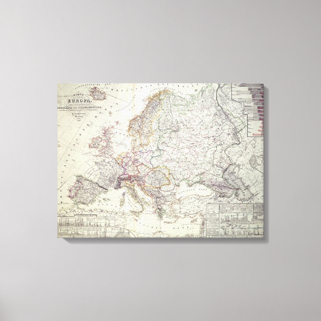 Map of Europe, 1841 Canvas Print (Front)