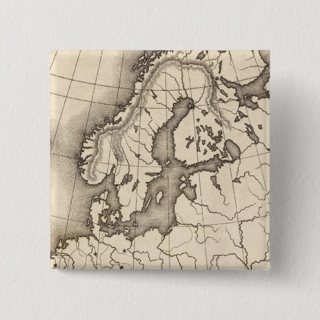 Map of Europe 2 Inch Square Button (Front)