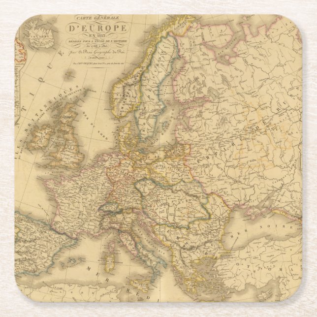 Map of Europe 2 Square Paper Coaster (Front)
