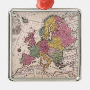 Map of Europe 3 Metal Ornament