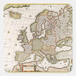 Map of Europe 4 Square Sticker