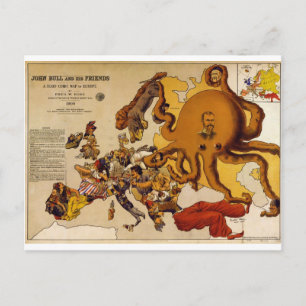 Map of Europe – John Bull and His Friends (1900) Postcard