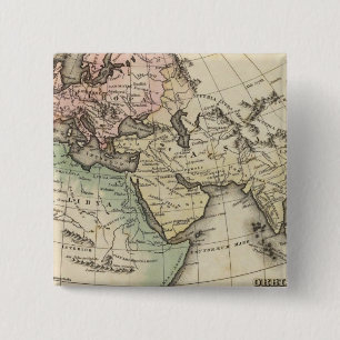 map of Europe, Northern Africa and Southeast Asia 2 Inch Square Button