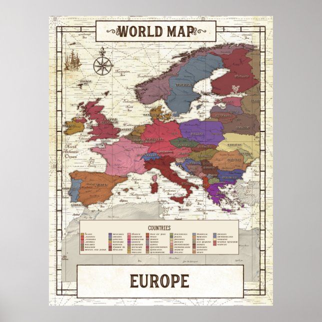 Map Of Europe Poster (Front)