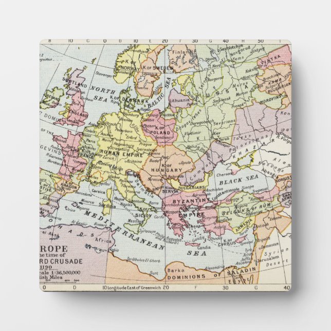 Map of Europe | The Third Crusade Plaque (Front)