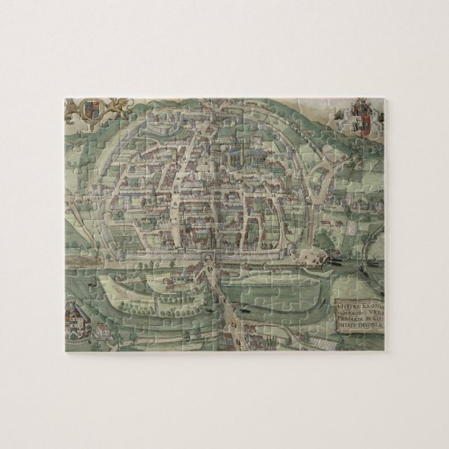 Map of Exeter, from 'Civitates Orbis Terrarum' by Jigsaw Puzzle (Horizontal)