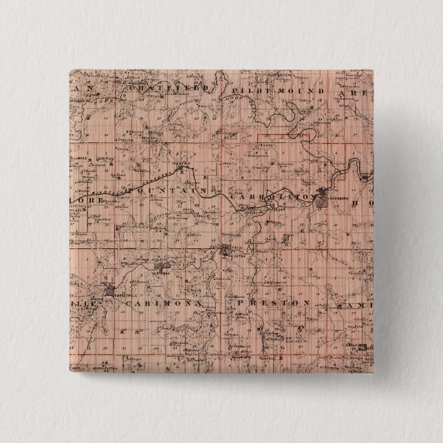 Map of Fillmore County, Minnesota 2 Inch Square Button (Front)