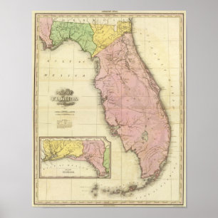 Map of Florida 2 Poster