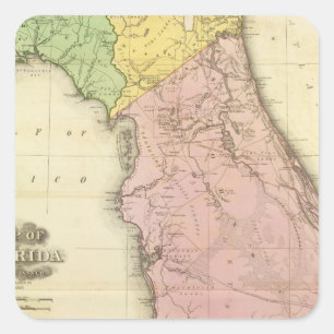 Map of Florida 2 Square Sticker