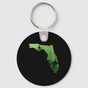 Map Of Florida Mountain Bike Rider Mtb Biking Moun Keychain