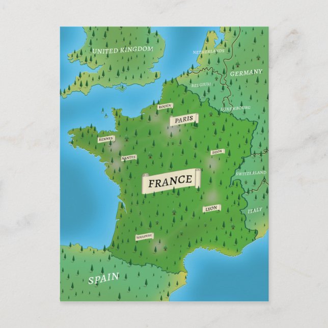 Map Of France Postcard (Front)