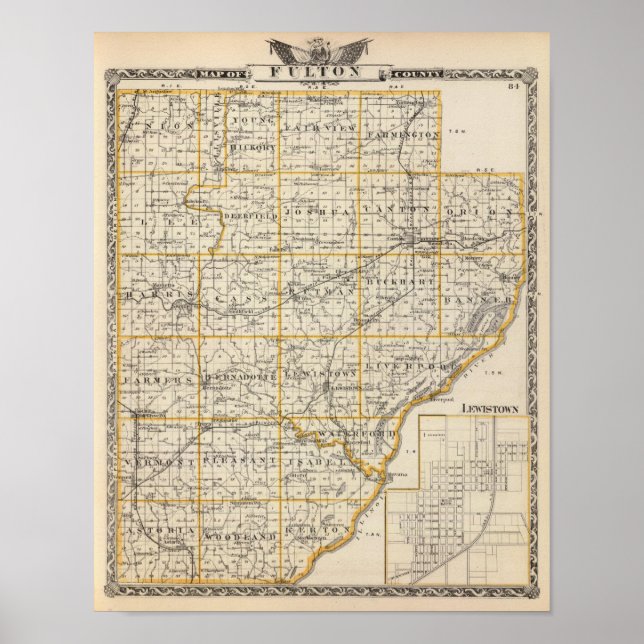 Map of Fulton County and Lewistown Poster (Front)