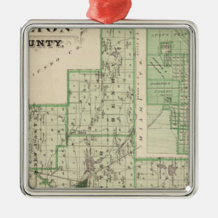 Map of Fulton County with Rochester, Fulton Co Metal Ornament