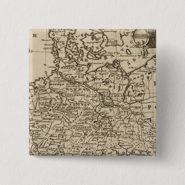 Map of Germany 2 Inch Square Button (Front)