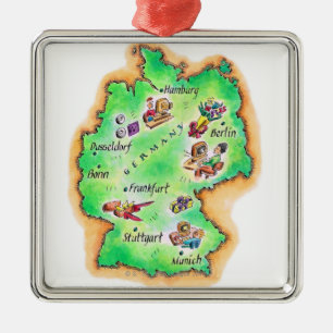 Map of Germany Metal Ornament